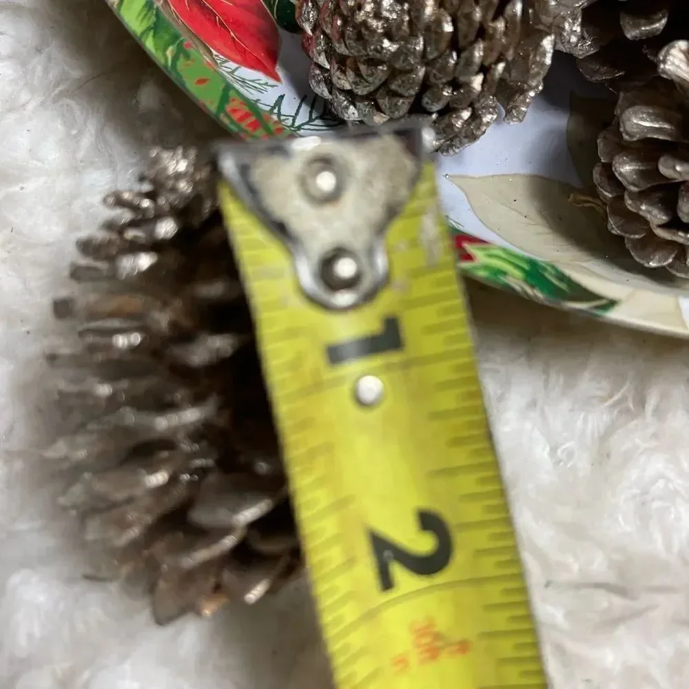 Set of 14 silvery gold Pine Cones 4,3,2” for Holiday Home Decor